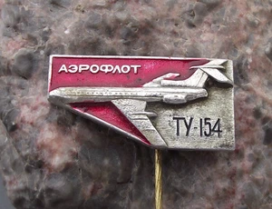 Distintivo spilla vintage sovietico Tupolev Tu-154 aereo passeggero jet aereo di linea - Foto 1 di 3