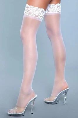 BeWicked Lace Over It Thigh Highs White - Image 1 of 3
