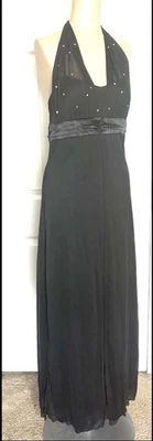 Vestido Halter Formal Tabu Feminino Y2K XL Strass Transparente Sobreposição Whimsigoth - Imagem 1 de 4