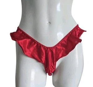 Vtg 80's Cinema Etoile Red Shiny Liquid Satin Flutter Bikini Panties! Size M - Picture 1 of 5