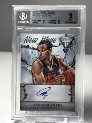 2013-14 PANINI TITANIUM 66 STEPHEN CURRY NEW WAVE SIGNATURES BGS 9/AUTO 10 GSW - Image 1 of 2