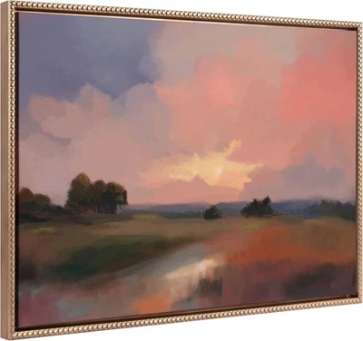 Kate y Laurel Sylvie estribaciones con cuentas en la noche lienzo enmarcado vintage 33LX23W Foto 1 de 4