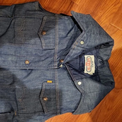 Chaleco vaquero vintage Ski Levi’s plumón de ganso talla 11/12 lengüeta naranja años 70 abombado  Foto 1 de 4