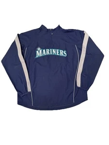 Seattle Mariners Jacket YOUTH Extra Large Blue Pullover Spell Out Windbreaker - Picture 1 of 8