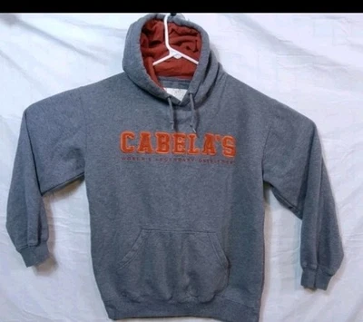 Cabela's Worlds Legendary Outfitter Hoodie Women's Small Regular Grey Orange.  - Image 1 of 4