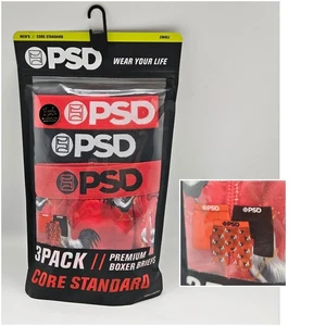 3 Pack PSD Underwear Micro Men's S M L Core Standard Boxer Briefs Black Red - Picture 1 of 4
