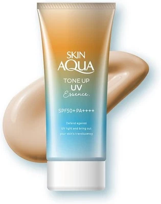 Protector solar SKIN AQUA Tone Up UV Essence Latte beige 80 g (SPF50+ PA++++) Maquillaje Ba Foto 1 de 4