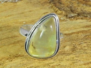 Natural Prehnite 925 Solid Sterling Silver Ring Size US-7 v696 - Picture 1 of 10