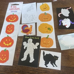 Lot Vintage Halloween Stickers Mrs. Grossmans Pumpkin Mime Cat Ghost Glow Turkey - Picture 1 of 7