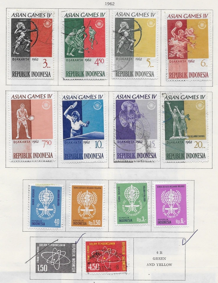 13 estampillas de Indonesia de álbum antiguo de calidad 1962 - Imagen 1 de 1