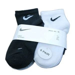 NIKE Little Boy's 6-Pairs Black White Grey Ankle Toddler Socks - Fits Ages: 2-4 - Picture 1 of 4