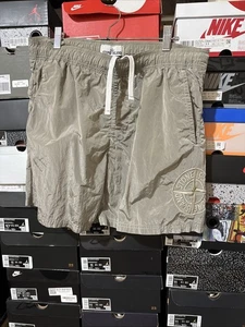 Stone Island Swimwear Gray Metal nylon w/back-zip pocket Shorts Mens Sz L Z1 - Picture 1 of 20