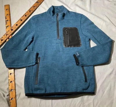 American Eagle Active Flex Sweater Mens Small Blue 1/4 Zip Pullover Mock Neck - Image 1 of 4
