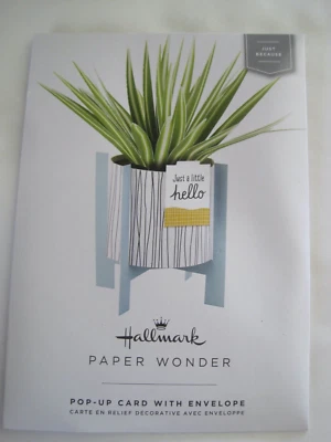 Tarjeta emergente Hallmark Paper Plant Wonder Hello Brighter con sobre nueva retro Foto 1 de 3