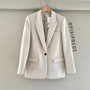 ZARA NEU GERADER GESCHNITTENER BLAZER JACKE STEIN S S S S S KLEIN - Bild 1 von 13