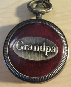 Grandpa Pocket Watch 16 inch chain Goldtone Papa Country Farm Cottagecore - Picture 1 of 5