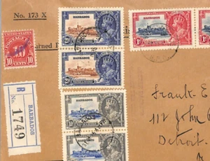 BARBADOS GPO RLO Official Cover 1935 SILVER JUBILEE Retour USA Postage Due XC123 - Picture 1 of 10