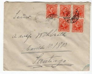 CHILE 1919 cover Temuco to Santiago great franking Pedro de Valdivia - Picture 1 of 1