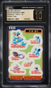 Pokemon Bandai Sealdass Mini Sticker Poison Type #2 CGC 10 Pristine POP 1 - Bild 1 von 2