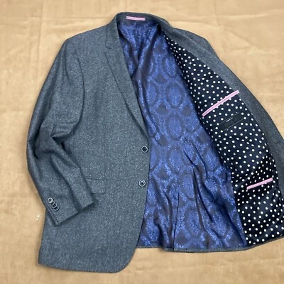 44R Nuevo $650 Sand Copenhagen Sherman Lana Seda Abrigo Deportivo Blazer Chaqueta Gris Foto 1 de 4