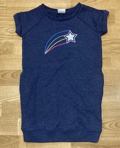Girls Gap Heathered Blue Shooting Star Sweatshirt Dress w/Gray Leggings Sz 4 EUC - Picture 1 of 8