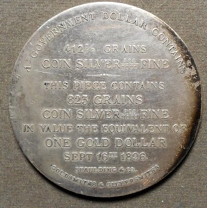 B847 llamado dólar HK-786, Bryan $, 1896, Spaulding & Co. plata, 52 mm, R-5 - Imagen 1 de 3