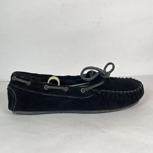 Clarks Moccasin Slippers Womens Size 7 M Black Suede Slip On Comfort Shoes - Picture 1 of 10