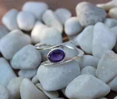 Amazing African Amethyst Gemstone 925 Sterling Silver Handmade Ring All Size - Image 1 of 4