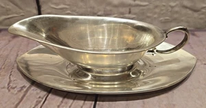 ORIGINAL Sterling Silver 38 Grams Gravy Sauce Boat Bowl  w/ Under Plate 40 Grams - Picture 1 of 19