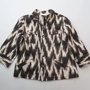 Chico's Womens 100% Linen Jacket Size 0 / US Small Brown 3/4 Sleeve Button Front - Picture 1 of 7