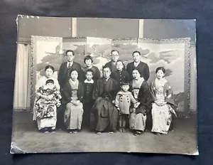 Fotografia giapponese anni '30 famiglia foto vintage kimono antenati Giappone bambini - Foto 1 di 5