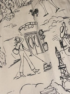 Falda Semicircular Negra Vintage LULY K París Niña Parisina Moda Estampado Grande Foto 1 de 4