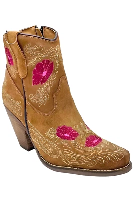 Botas de vaquero Dingo para mujer de gamuza bordadas color tostado Foto 1 de 3