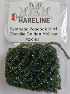 Hareline Synthetic Peacock Herl Chenille color # PCK153 Golden Yellow - Picture 1 of 2