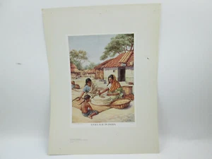 Vintage Church Religious Teaching Bible Art Print A Village in India - Picture 1 of 6