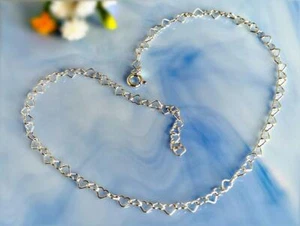 Fußkettchen Silber 925 Fußkette echt Sterlingsilber Herz Kette 24 - 33 cm FR73 - Bild 1 von 3