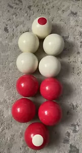 Vintage Bumper Pool Balls 10 Ball Set White/Red unbranded - Picture 1 of 4