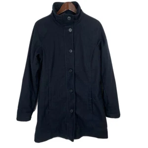Columbia Womens Omni Heat Long Trench Coat Jacket Hutton Up Zip Medium Black - Picture 1 of 10