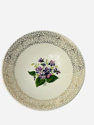 Cunningham & Pickett Vegetable Bowl Spring Violet China 8 3/4”  22 KT Gold Trim - Image 1 of 4