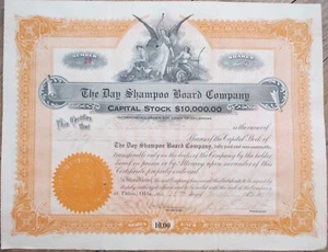 Day Shampoo Board Company 1917 Stock Certificate, Tulsa, OK Oklahoma Cosmetic - Picture 1 of 1