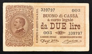 2 LIRE VITTORIO EMANUELE III° 02 09 1914 n.c. taglietto e sporco al LOTTO 3475 - Picture 1 of 2
