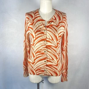 J Crew Jackie Strickjacke Pullover Palmenmuster Goldknöpfe Gr. M F8269 Merinowolle - Bild 1 von 10