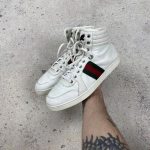 GUCCI Coda Guccissima White Leather High-Top Sneakers 221825 Size 7 - Picture 1 of 24