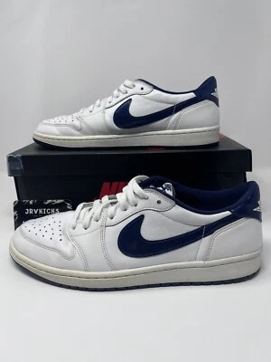 Nike Air Jordan 1 Low OG Azul Metálico Zapatos Azul Marino Medianoche 705329-106 Talla 11.5 Foto 1 de 4