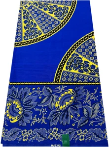 Estampado de cera de Ankara africana azul, amarillo, negro, 100 % algodón, se vende por 6 yardas - Imagen 1 de 4