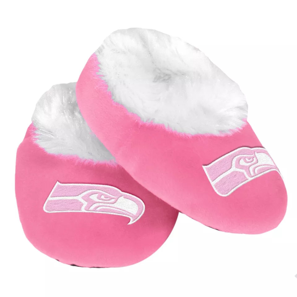 Seattle Seahawks - Pink Infant Newborn Girl Baby Booties Slippers Shower Gift - Image 1 of 1