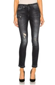 R13 Jenny MidRise Women Skinny Jeans in Strummer Black Broken In Italy Sz 24 (B - Picture 1 of 12