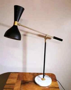 Sputnik Brass Modern Marble Italian Desk or Table Lamp in Matt Black Enamel - Picture 1 of 10