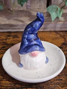 Stormy Blue Ceramic Gnome Ring Holder, Ring Holder, Gnome Ring Holder,  3.5" - Bild 1 von 8