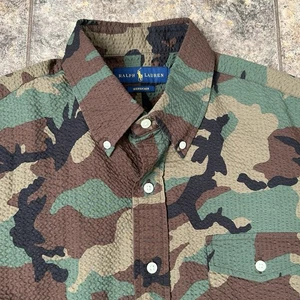 Ralph Lauren Mens Seersucker Shirt Sz L Cotton Short Sleeve NWOT - Picture 1 of 4